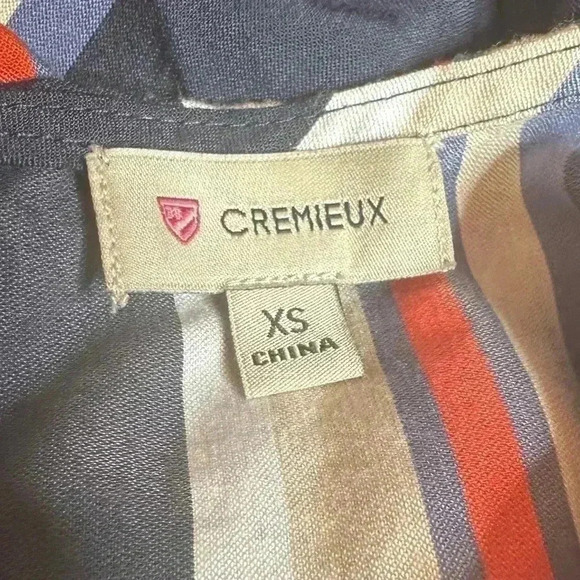 Cremieux French Riviera Luca Blue, Orange, Tan, White Striped Mini Shift Dress - Picture 5 of 6